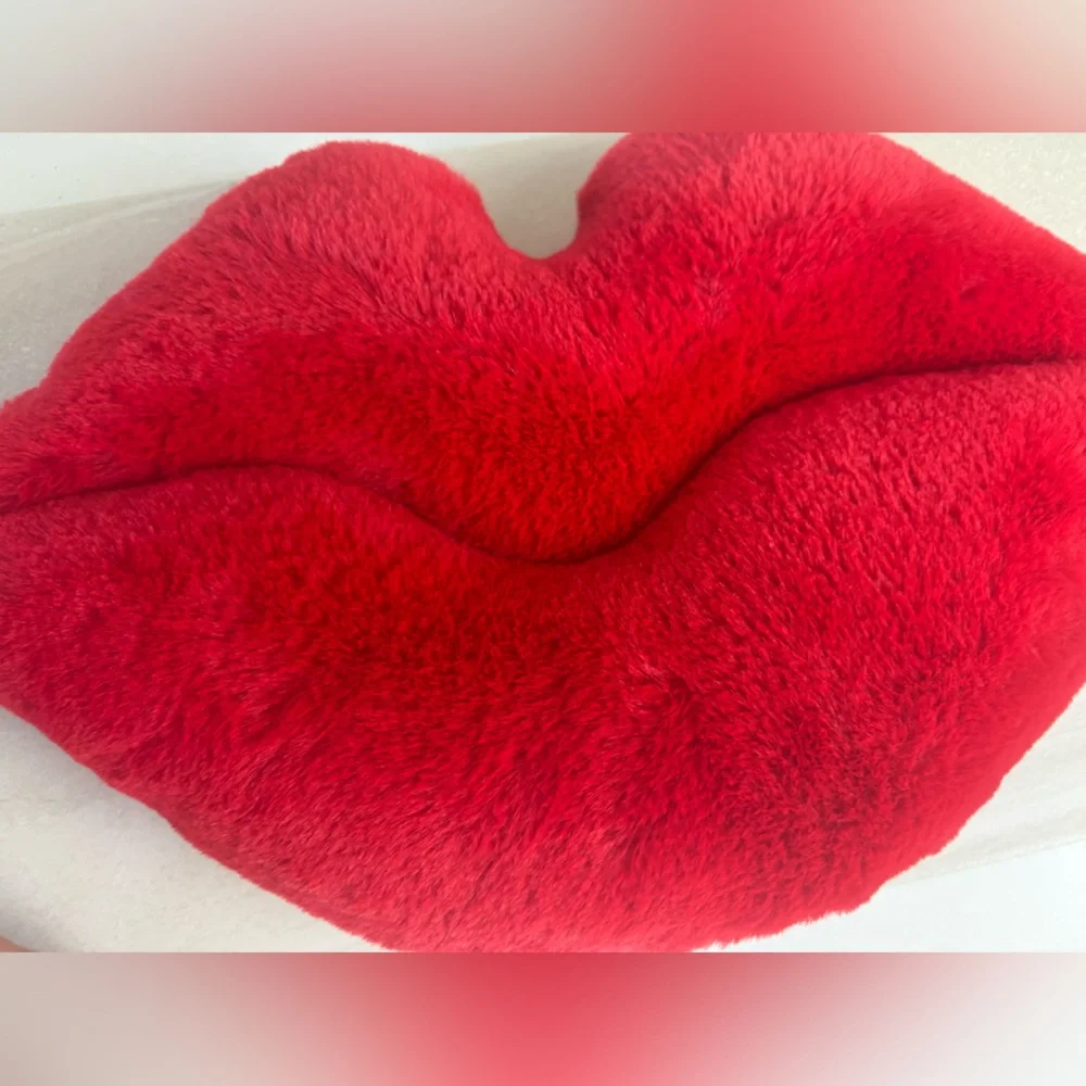 Red Lips Plush Accent Pillow- NEW